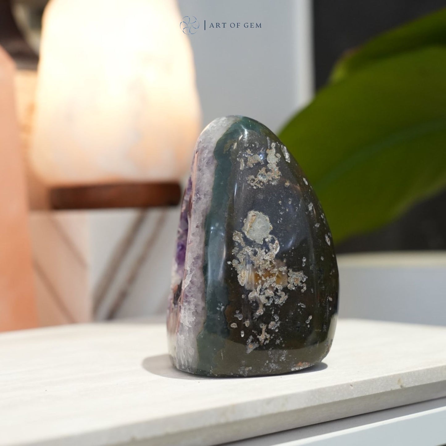 Mini 巴西全瑪瑙拋光紫晶洞