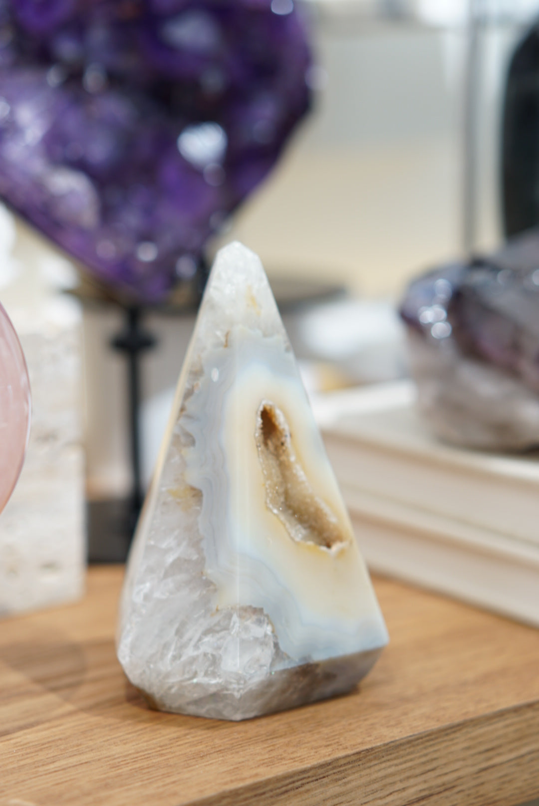 巴西藍紋瑪瑙黃瑪瑙擺設 Brazil Yellow and Blue laced agate - ART OF GEM