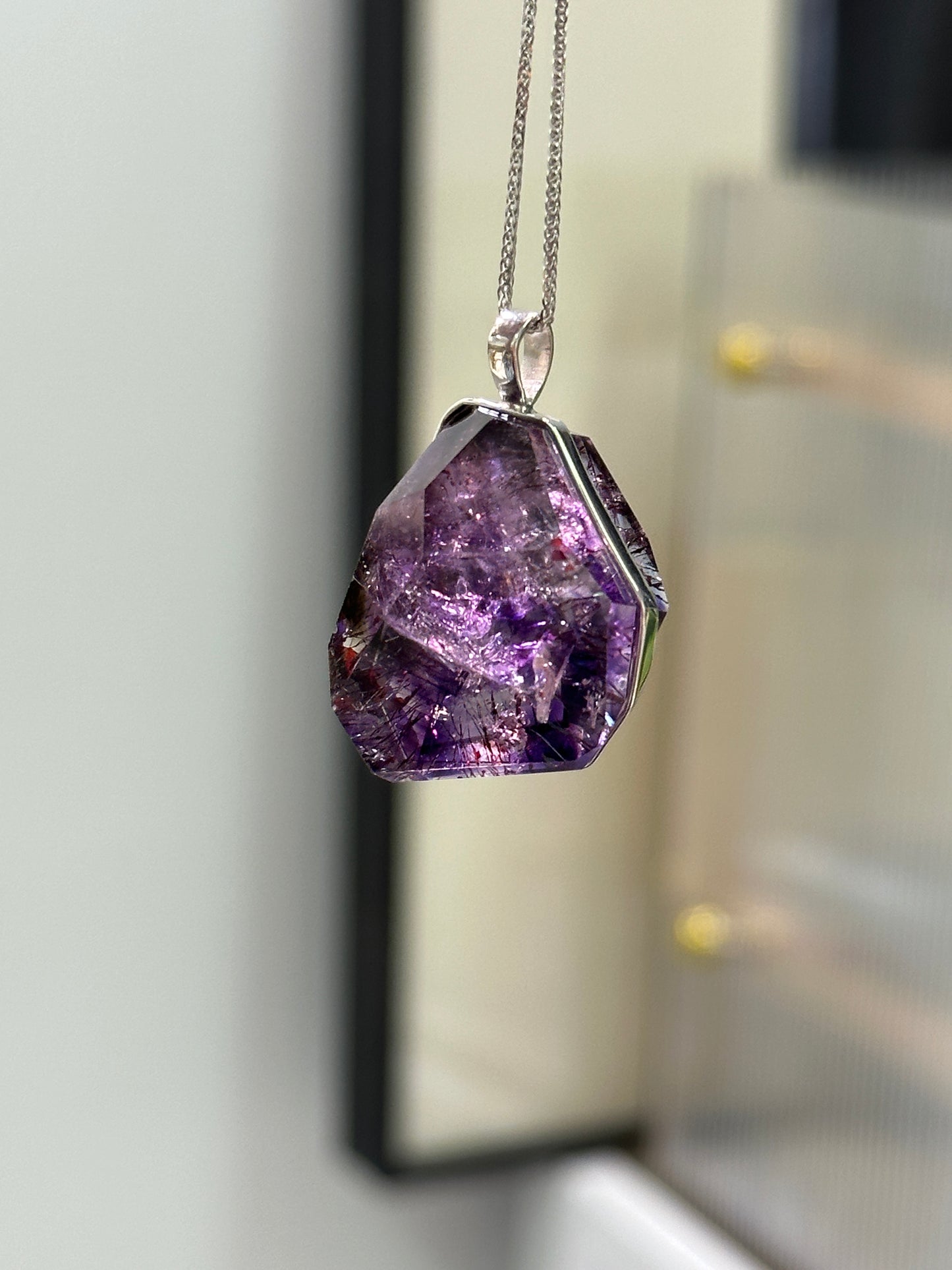 草莓晶紫髮骨幹超級七吊墜 Super Seven pendant with strawberry quartz - ART OF GEM