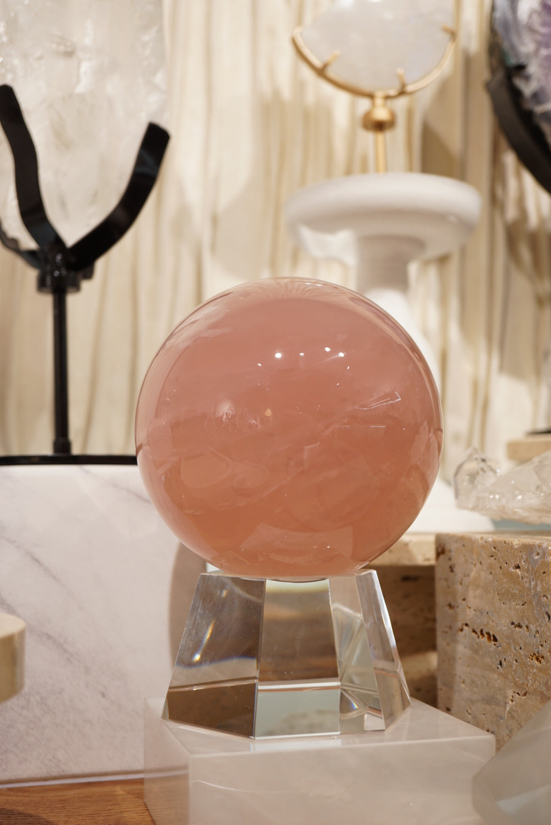 11cm頂級六芒星星光粉晶球 - ART OF GEM