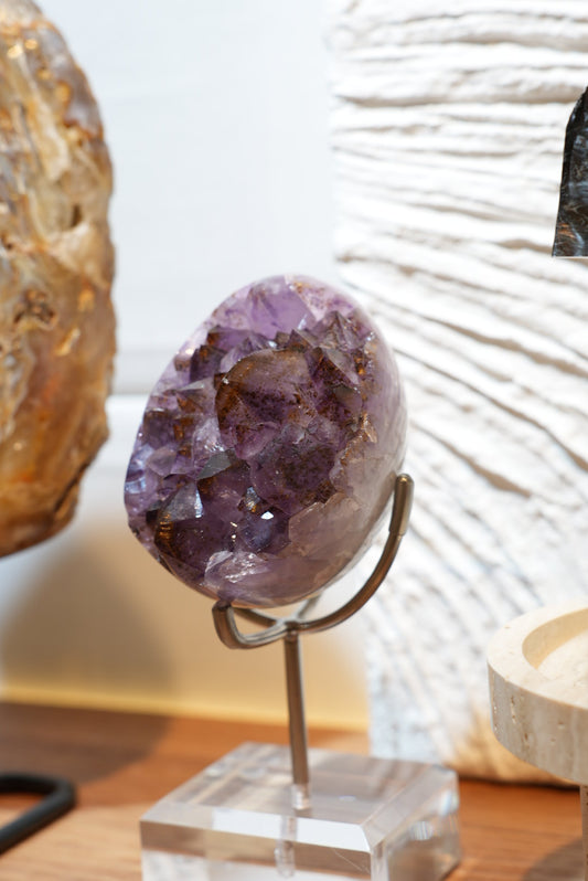 巴西紫鈦晶蛋(連座) - ART OF GEM
