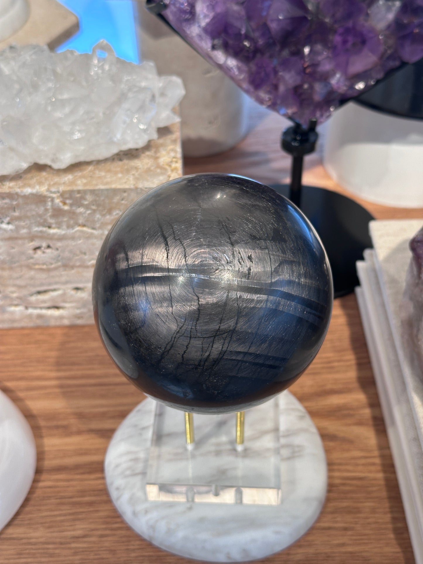95mm 大型金運石球 Hypersthene Sphere - ART OF GEM