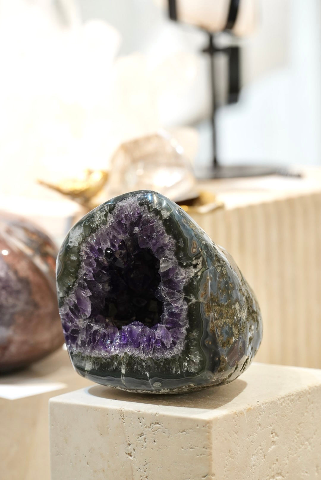 罕有烏拉圭全瑪瑙拋光紫晶洞 - ART OF GEM