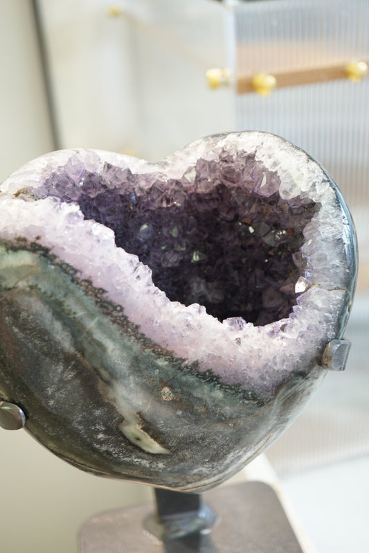 罕有烏拉圭心形瑪瑙紫水晶洞 - ART OF GEM