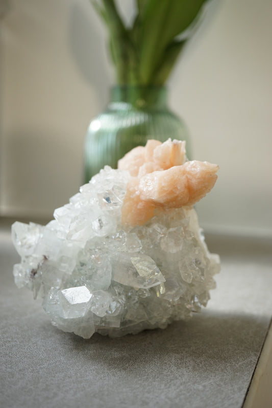 優質 印度鑽石魚眼晶簇共生沸石 - ART OF GEM