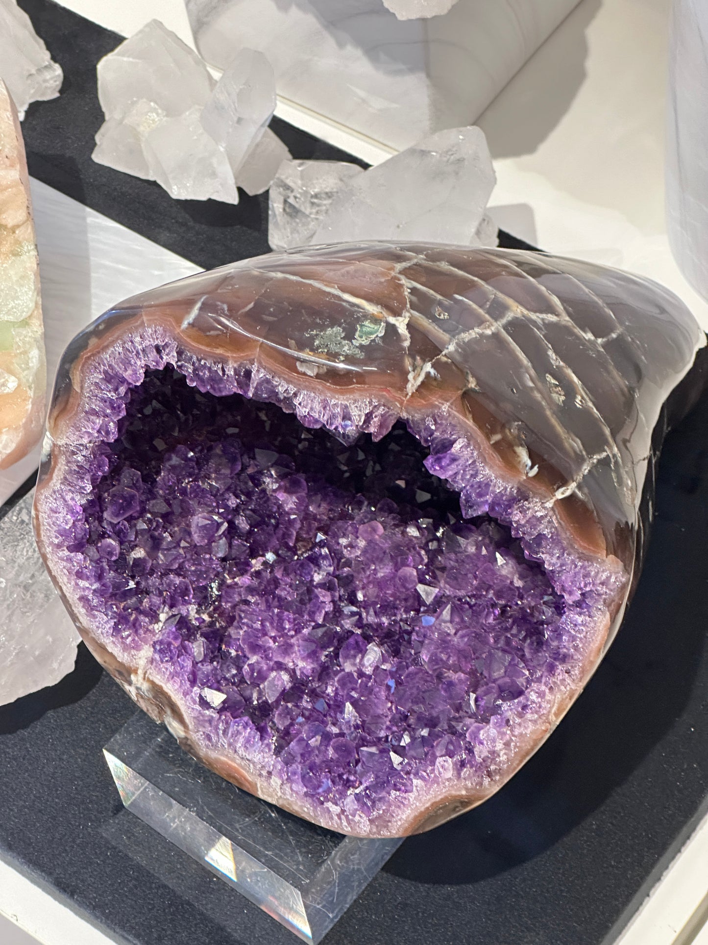 罕有烏拉圭全瑪瑙拋光紫晶洞 - ART OF GEM
