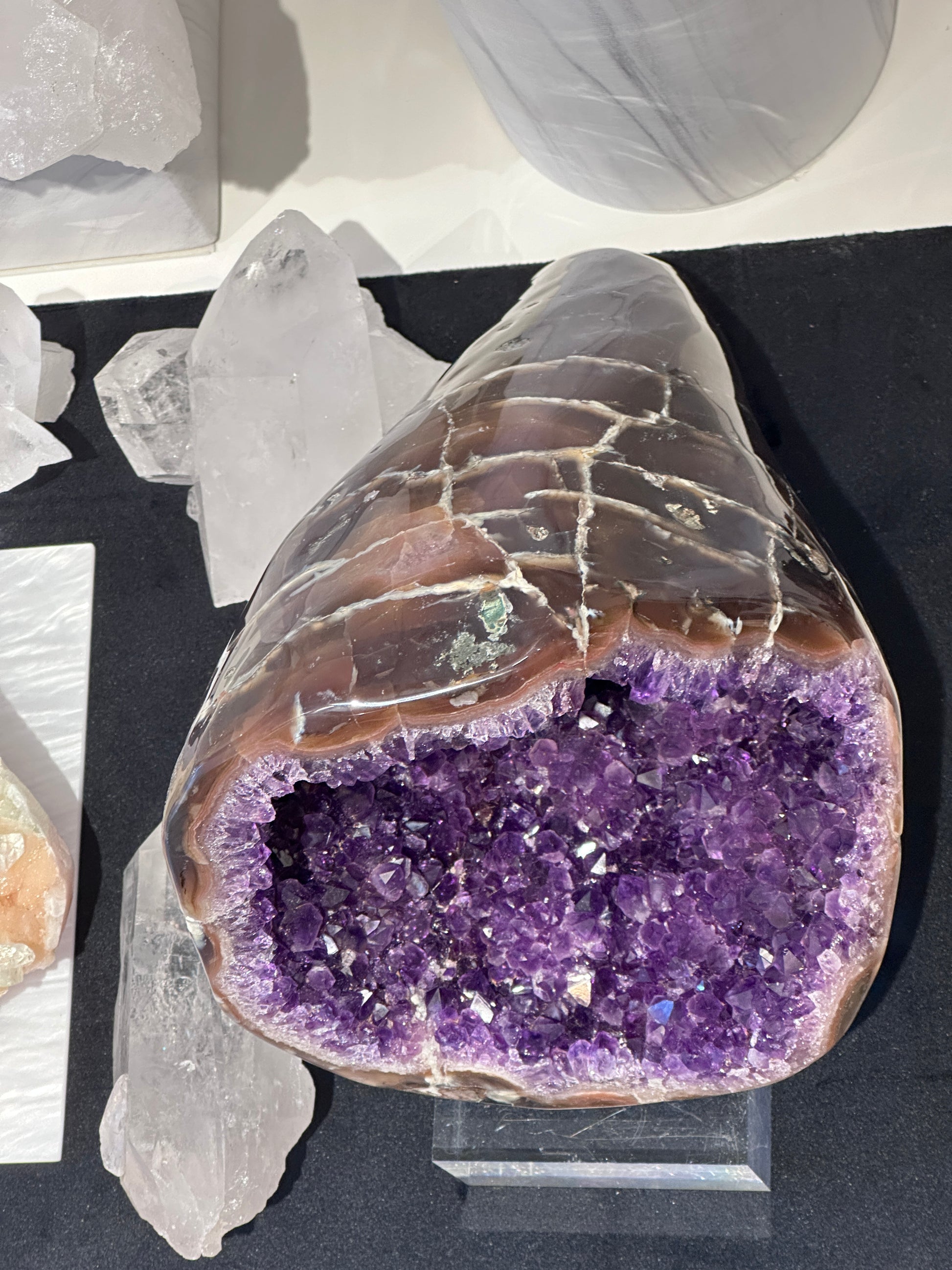 罕有烏拉圭全瑪瑙拋光紫晶洞 - ART OF GEM