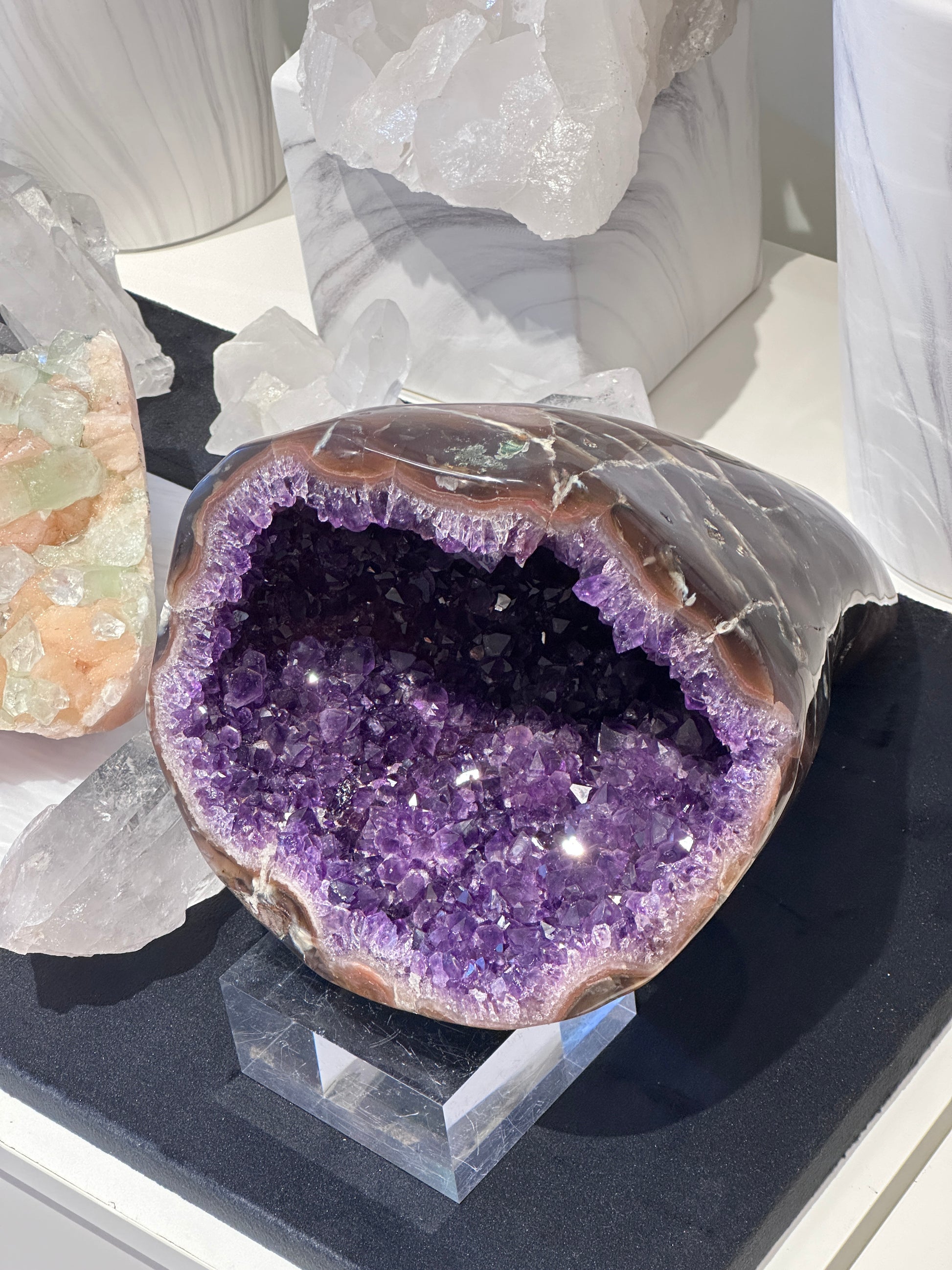 罕有烏拉圭全瑪瑙拋光紫晶洞 - ART OF GEM