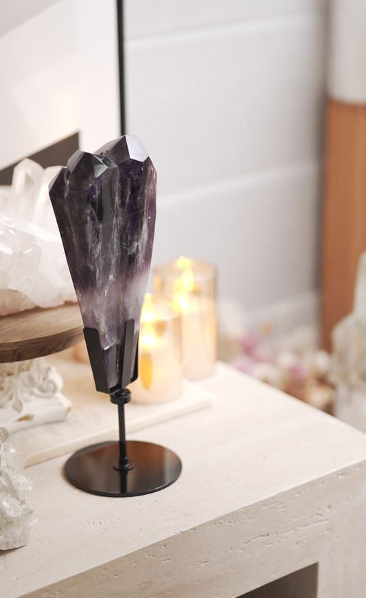 極濃色巴西雙生紫晶權杖 (可旋轉底座) - ART OF GEM