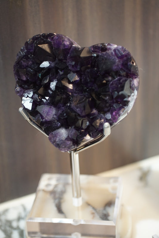 頂級烏拉圭帝王紫大晶牙紫水晶心心 - ART OF GEM