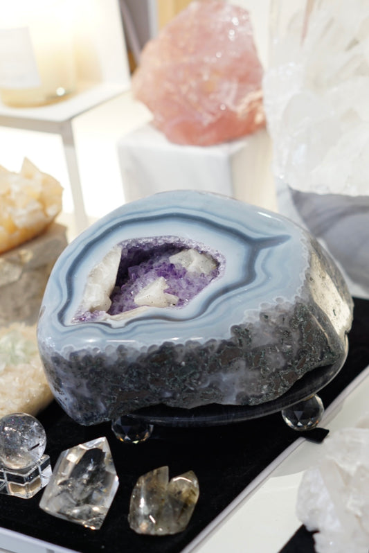 大型巴西瑪瑙紫水晶擺設 (共生方解石) - ART OF GEM