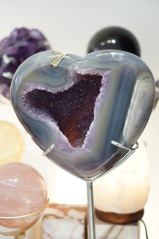 巴西瑪瑙紫晶心心 - ART OF GEM