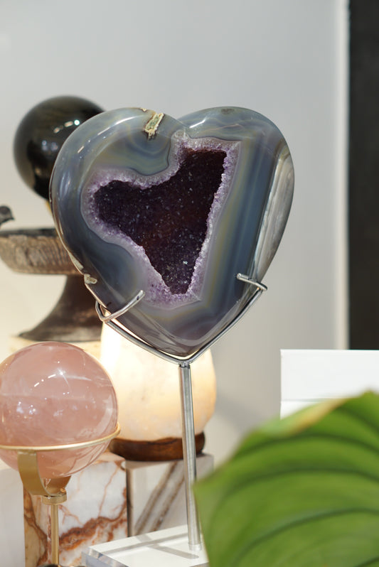 巴西瑪瑙紫晶心心 - ART OF GEM