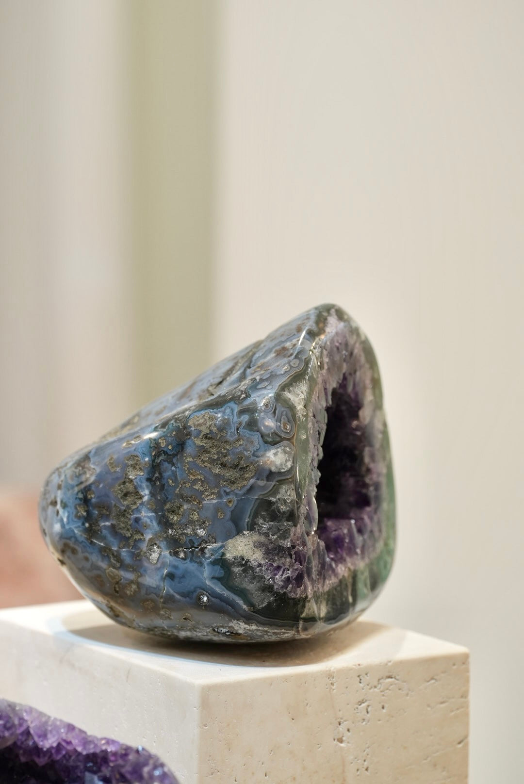 罕有烏拉圭全瑪瑙拋光紫晶洞 - ART OF GEM