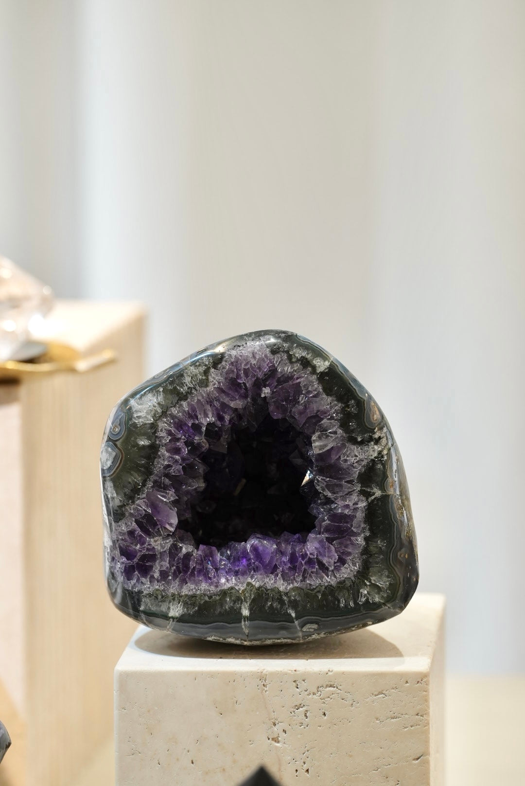 罕有烏拉圭全瑪瑙拋光紫晶洞 - ART OF GEM