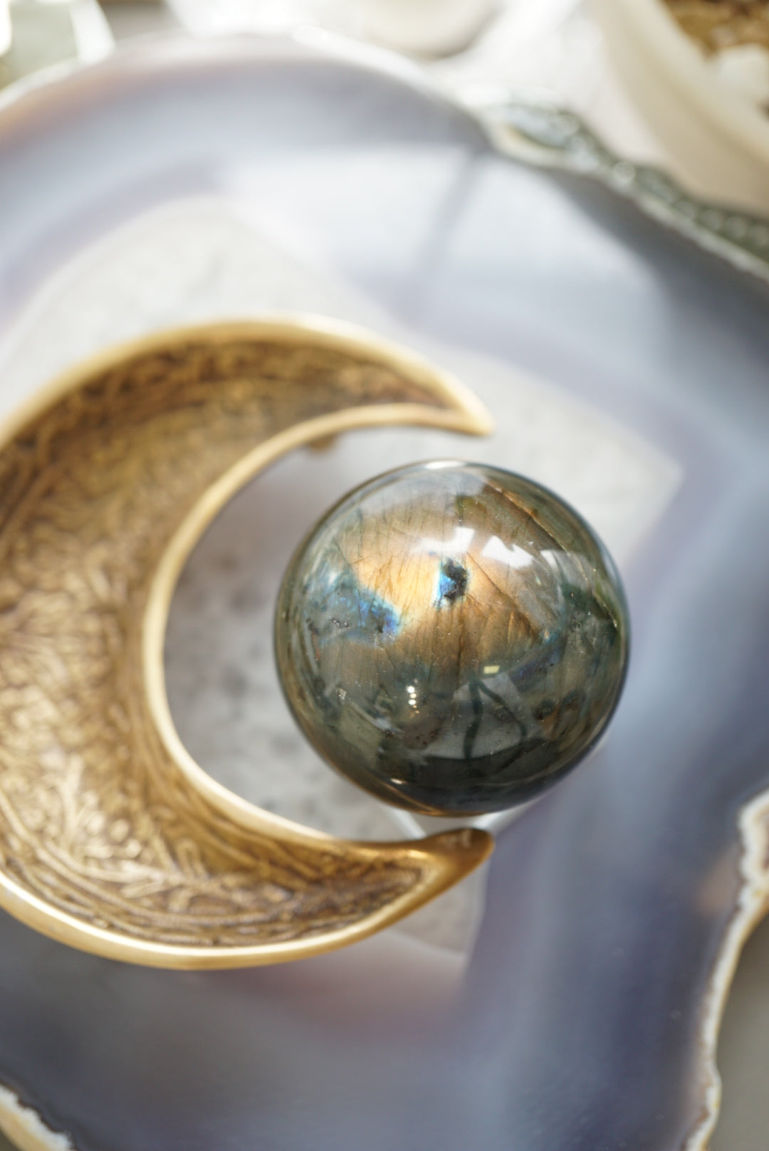 橙光拉長石球 Labradorite Sphere - ART OF GEM