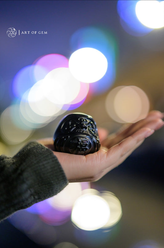 黑曜石達摩- 磨砂/拋光 (5cm) - ART OF GEM