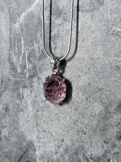 草莓晶超7吊墜（配925 銀鏈） super seven pendant with strawberry Quartz （with 925 Silver Necklace) - ART OF GEM 