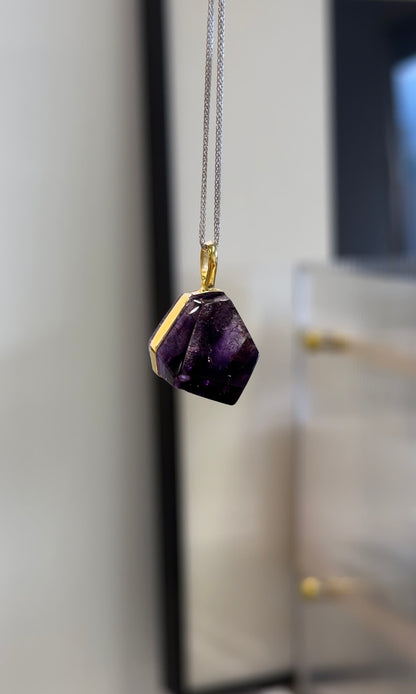 草莓晶紫髮骨幹超級七吊墜 Super Seven pendant with strawberry quartz - ART OF GEM 