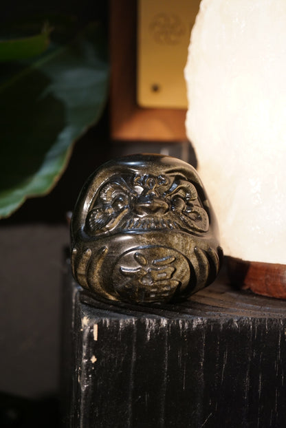 金曜石達摩 (8/10cm) Golden Sheen Obsidian Dharma - ART OF GEM 