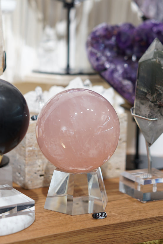 11cm頂級六芒星星光粉晶球 - ART OF GEM 