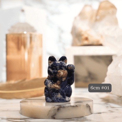 Original Design | Blue Sodalite Fortune Cat [Calming Energy & Wealth through Wisdom]