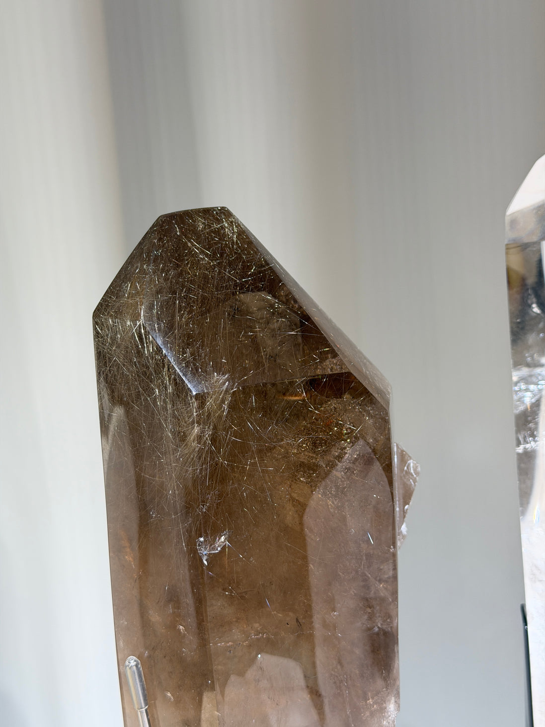 Collector-grade large golden rutilated quartz pillar