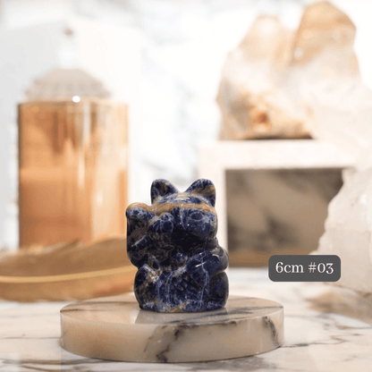 Original Design | Blue Sodalite Fortune Cat [Calming Energy & Wealth through Wisdom]