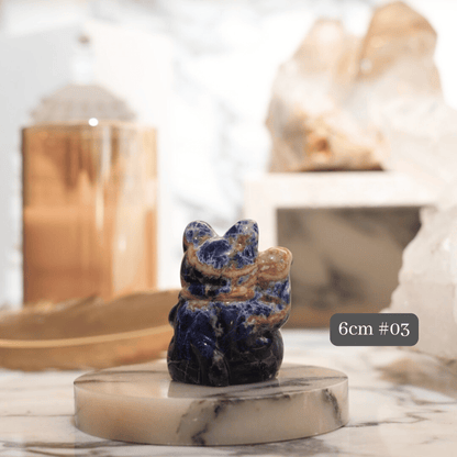 Original Design | Blue Sodalite Fortune Cat [Calming Energy & Wealth through Wisdom]