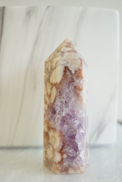 粉紫晶櫻花瑪瑙柱 Pink Amethyst Cherry Blossom Agate Tower - ART OF GEM 