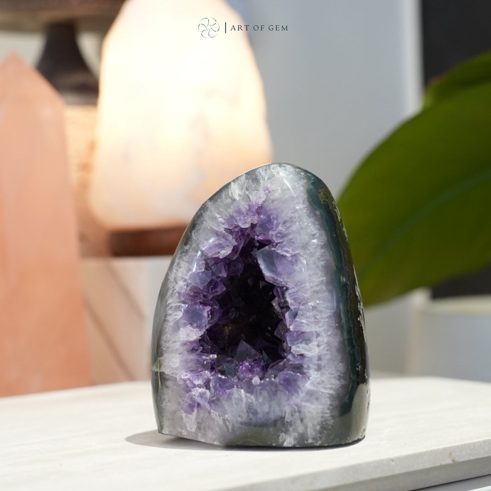 Mini 巴西全瑪瑙拋光紫晶洞