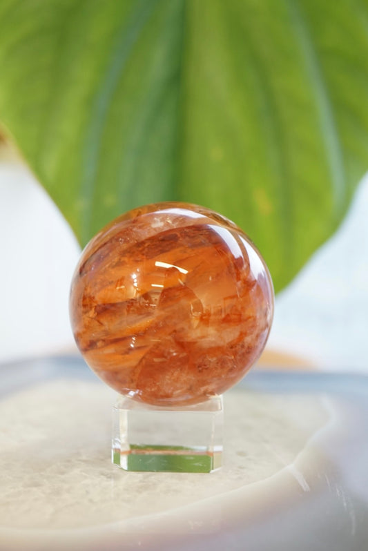 High Quality紅膠花球Fire Quartz/Hematoid Quartz Sphere