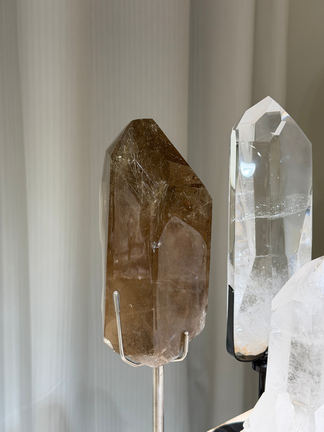 Collector-grade large golden rutilated quartz pillar