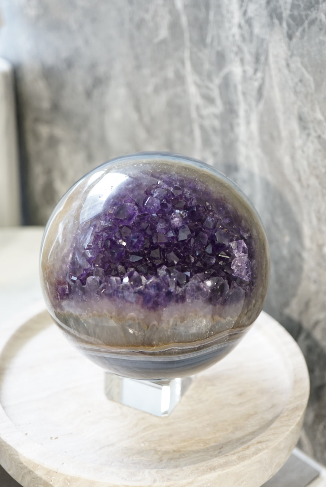 巴西瑪瑙紫晶球 Brazil Amethyst Sphere with agate