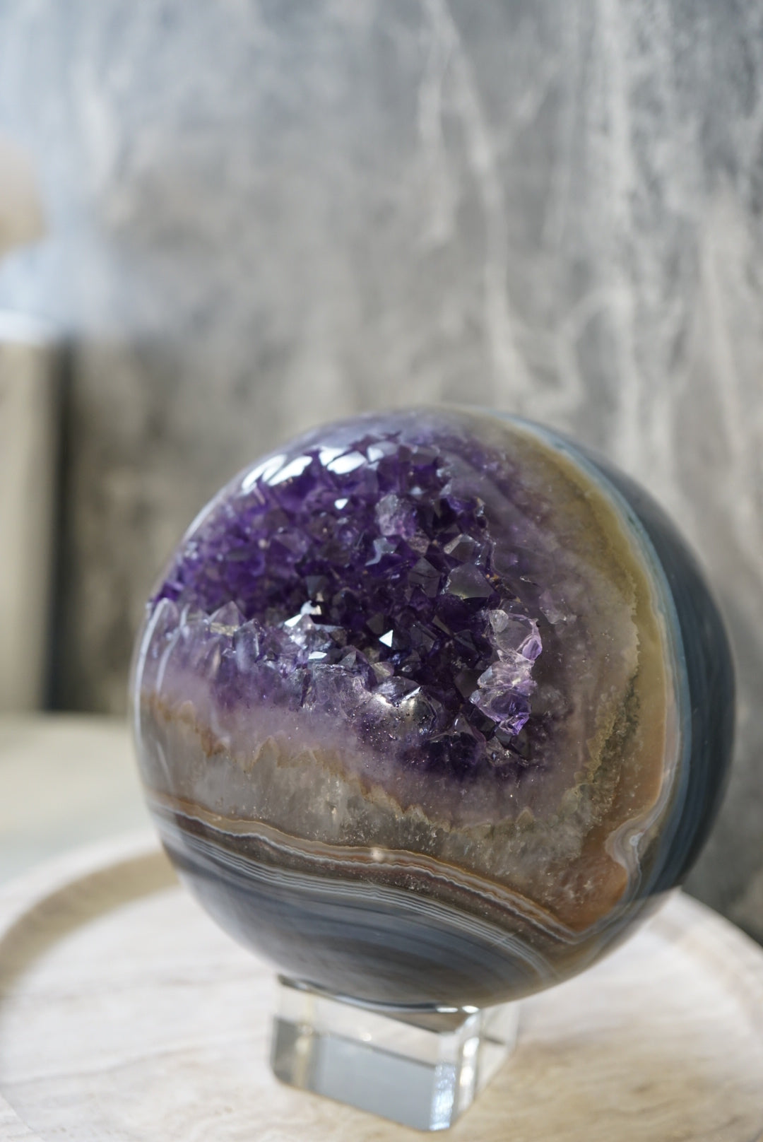 巴西瑪瑙紫晶球 Brazil Amethyst Sphere with agate