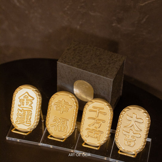 [Original] Brass Coin "Luck/Wealth/Bless/Great Luck/Abundance/Fortune" (with seat and gift box)