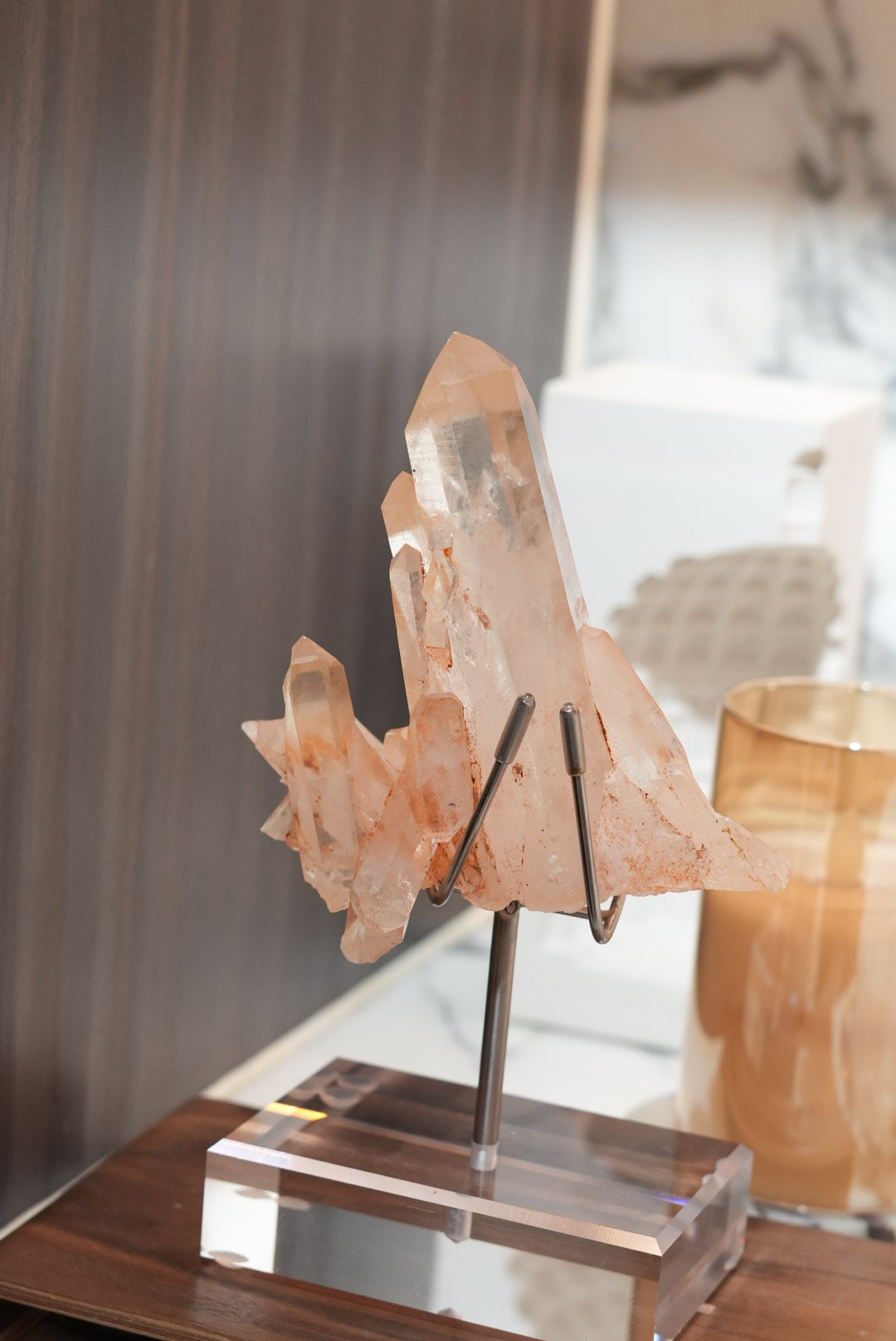 Brazilian Clear Quartz Cluster (with pink hues) (with stand)