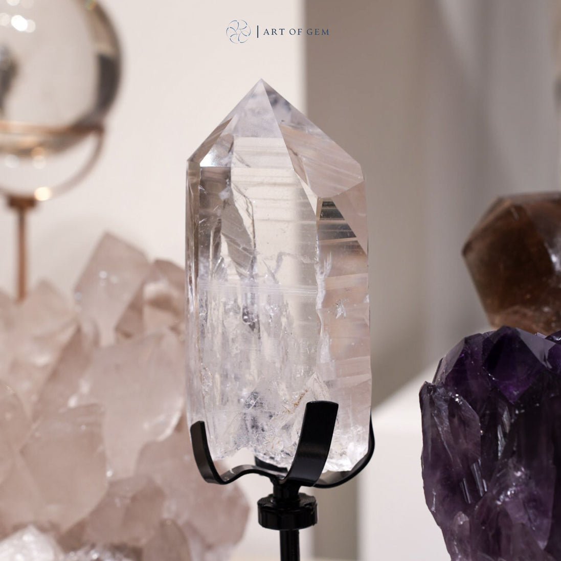 巴西白水晶 (配旋轉底座) - ART OF GEM 