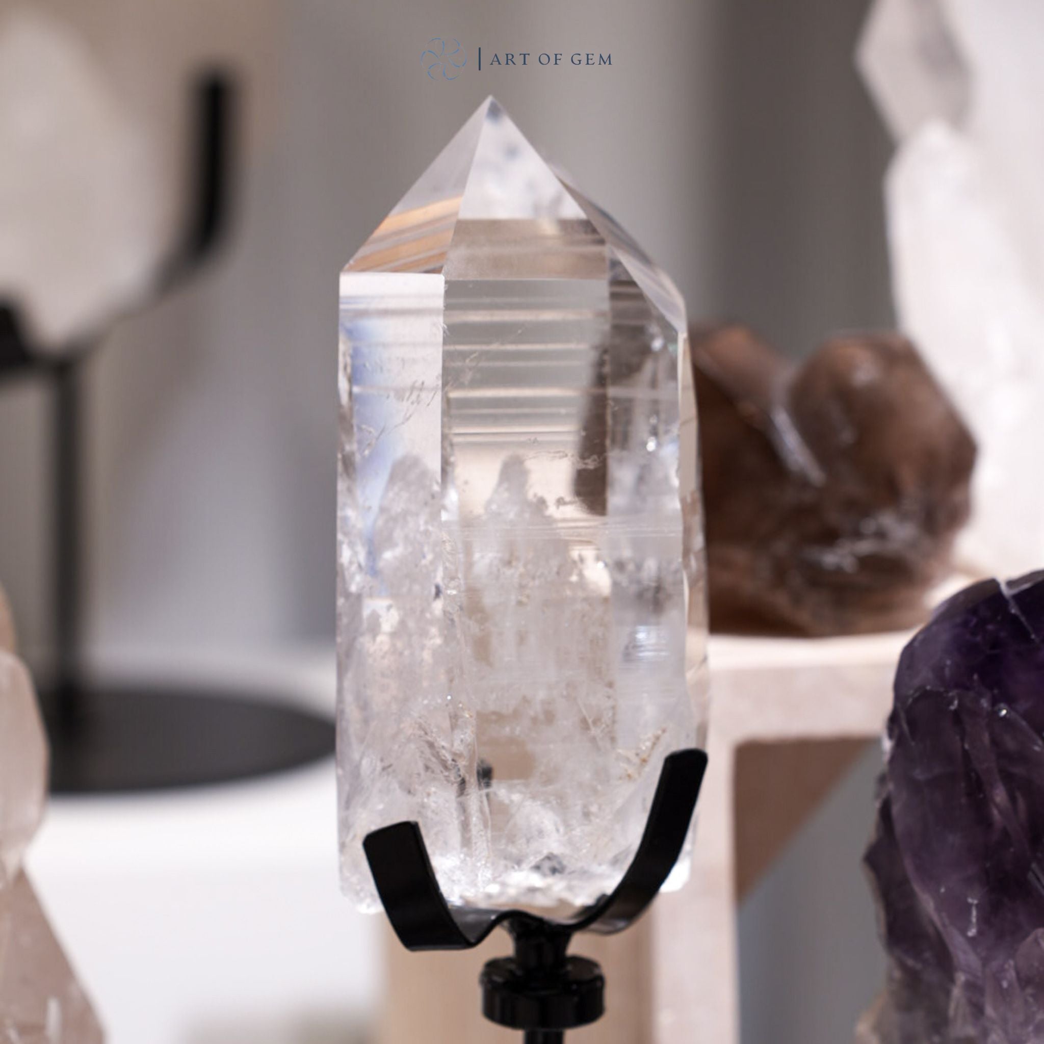 巴西白水晶 (配旋轉底座) - ART OF GEM 