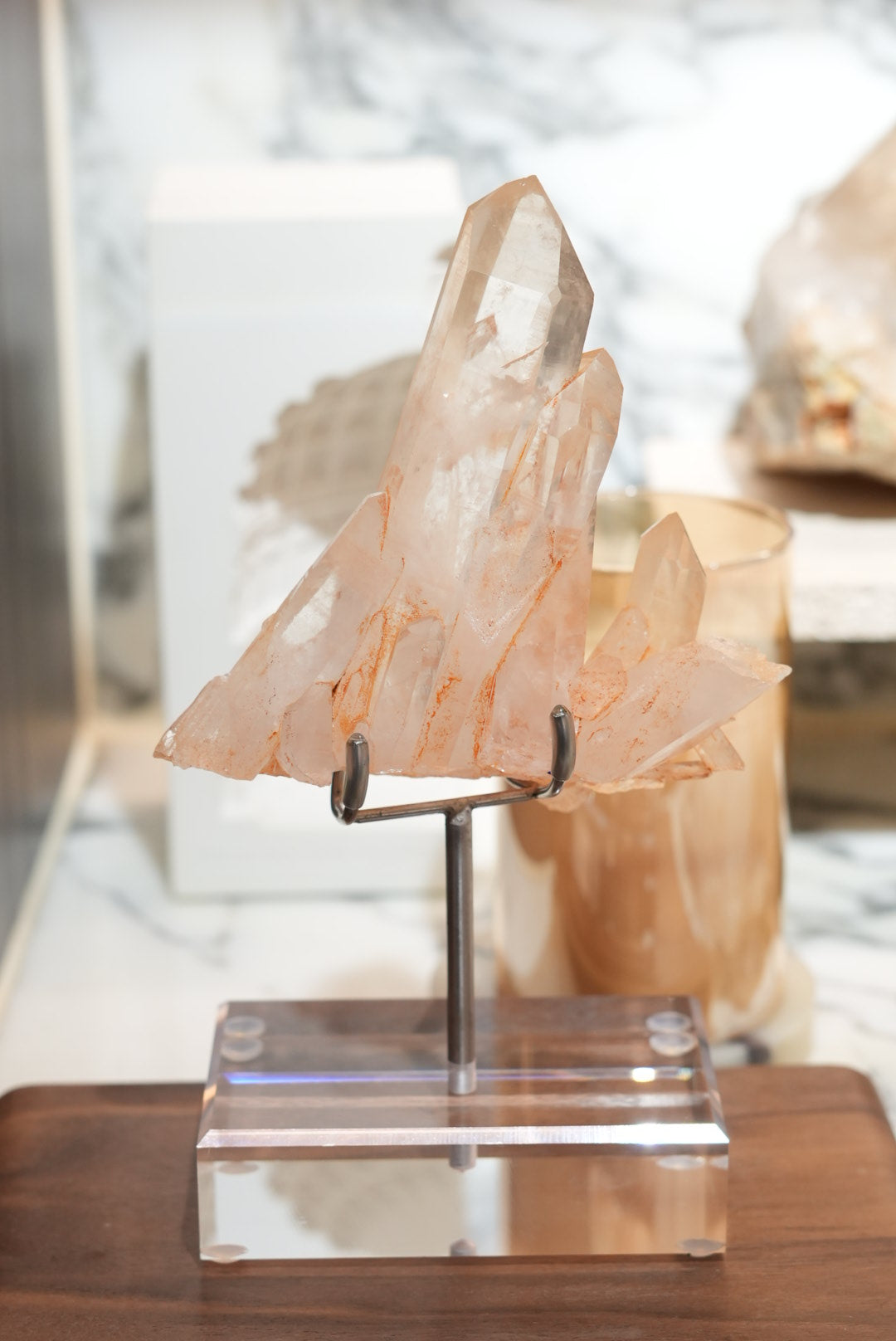 Brazilian Clear Quartz Cluster (with pink hues) (with stand)
