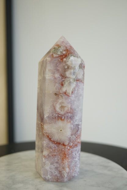 粉紫晶櫻花瑪瑙柱 Pink Amethyst Cherry Blossom Agate Tower - ART OF GEM 