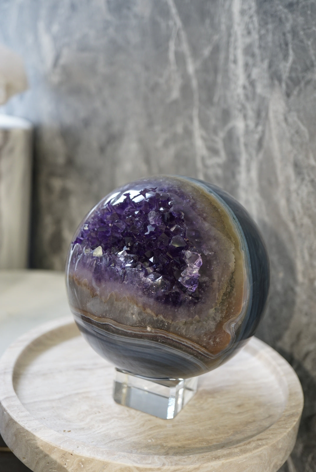 巴西瑪瑙紫晶球 Brazil Amethyst Sphere with agate