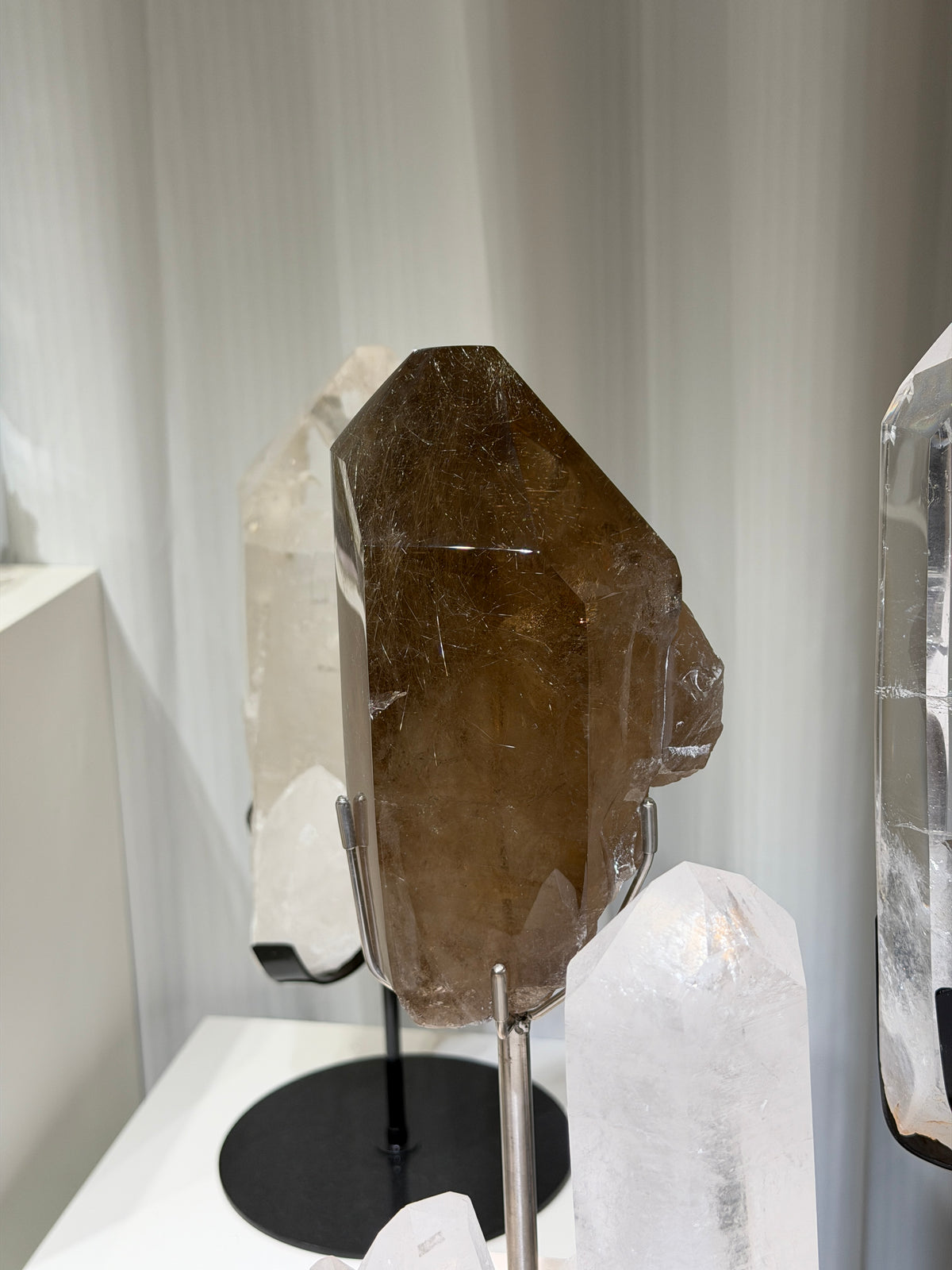 Collector-grade large golden rutilated quartz pillar