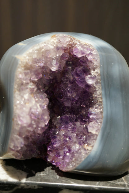 巴西藍紋瑪瑙紫水晶鎮 Brazil Amethyst Cluster with Blue laced agate - ART OF GEM 