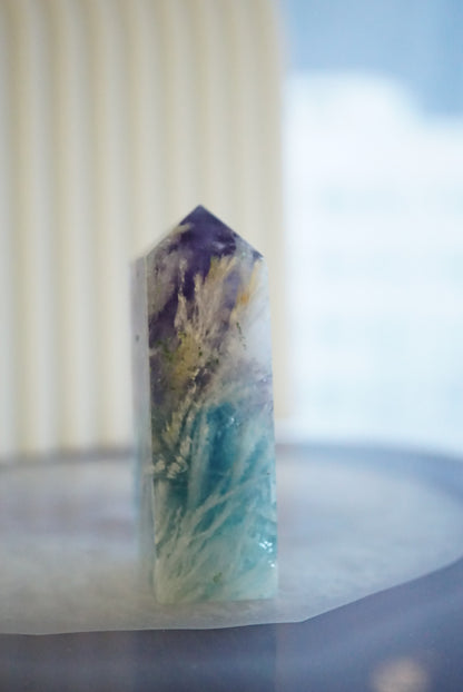 紫藍羽毛螢石柱  Fluorite Tower - ART OF GEM 
