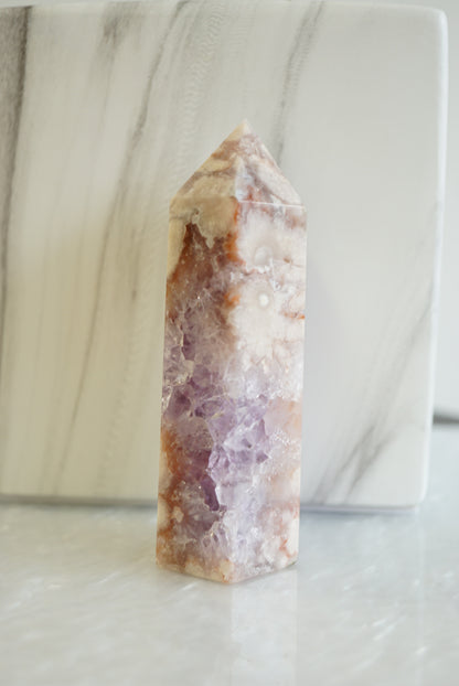 粉紫晶櫻花瑪瑙柱 Pink Amethyst Cherry Blossom Agate Tower - ART OF GEM 