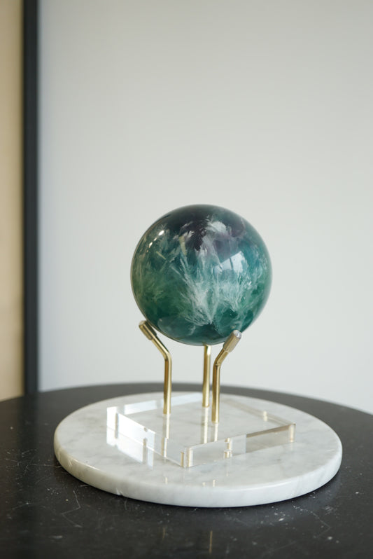 紫藍綠羽毛螢石球Fluorite Sphere