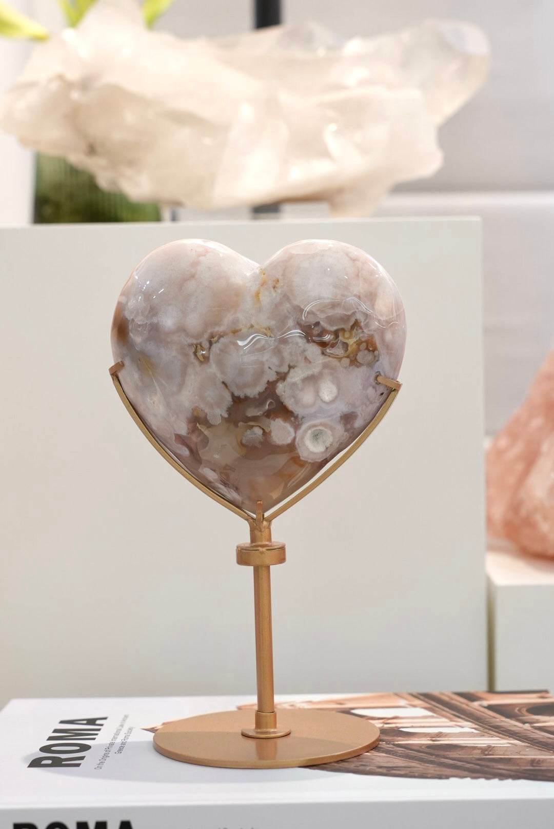 櫻花瑪瑙心 （連旋轉底座）