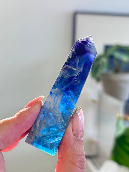 紫藍羽毛螢石柱  Fluorite Tower - ART OF GEM 