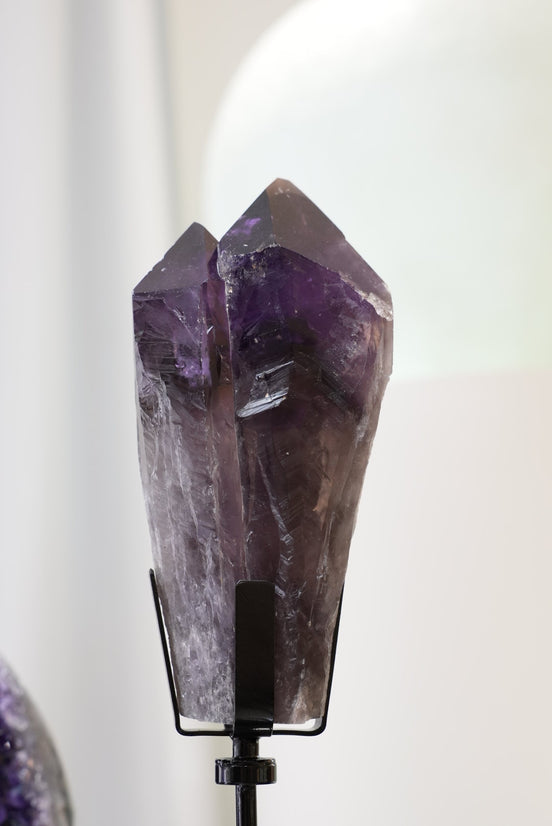 巴西雙生紫晶權杖B（配旋轉底座） - ART OF GEM 